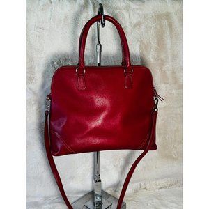 Ann Taylor Red Leather Domed Hand Bag